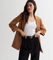 New Look Rust Ruched Sleeve Oversized Blazer